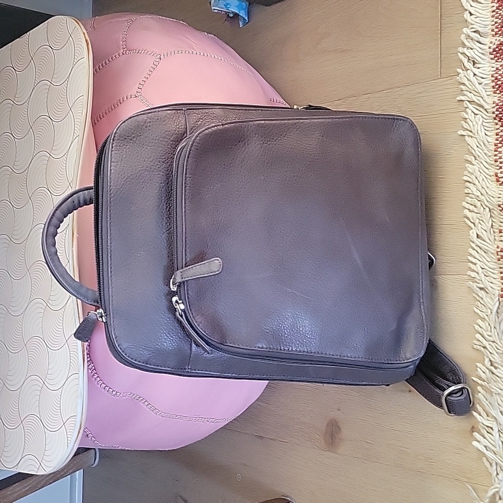 Gray Leather Backpack - image 1